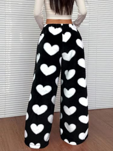 Image of ZAFUL Women's Fuzzy Plush Pajama Pants Wide Leg Pj Bottoms Lounge Pants
