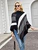 Ferand Women's Striped Poncho Sweater Cozy Knit Fr... #2