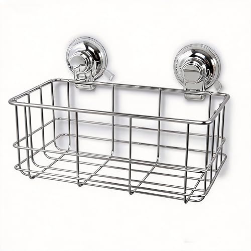 Poywaze 浴室ラック 吸盤、ステンレス シャンプーラック、シャワーラック 真空吸着 お風呂 収納、シャンプー置き お風呂 キッチン ラック 約W27XD16XH19cm