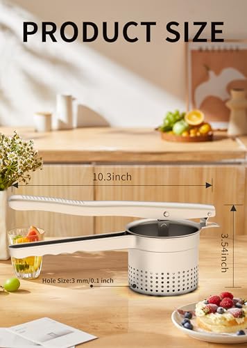 Livilord Potato Ricer, Heavy Duty Stainless Steel Ricers for Mashed Potatoes, Sweet Potato Masher Kitchen Tool with Ergonomic Handle, Spaetzle Maker