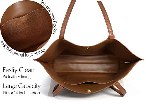 Image of Minimalist Clean Cut Pebbled Faux Leather Tote Womens Shoulder Handbag
