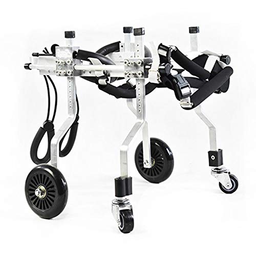 Carrello Regolabile per la Riabilitazione delle Zampa Anteriore/Zampe Posteriori di Cani e Gatto, Imbracatura Cane Supporto per Cane Anziani/Feriti Disabili, 4 Ruote, Dog Wheelchair, 1~6KG