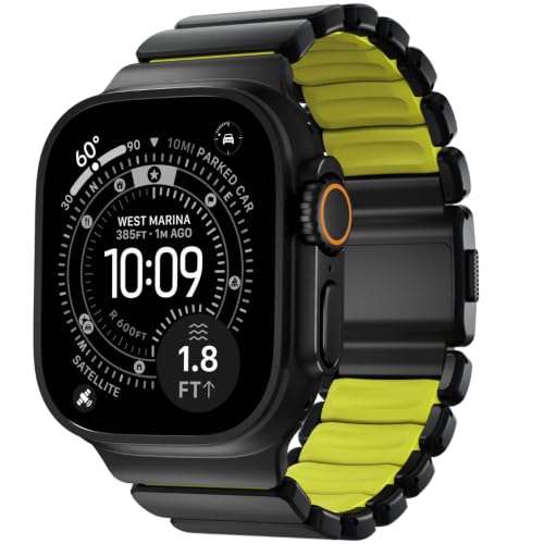 NOMAD Stratos Band I fĂĽr AppleWatch 42/44/45/46/49mm I Hybrid-Design I Black Volt