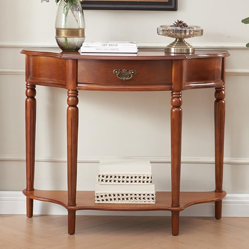 Mesa de acento para pasillo moderna y consola semicircular con almacenamiento 1