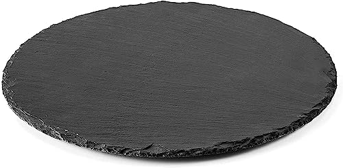 Vassoio Piatto rotondo in Ardesia Nero 30 cm Pietra Naturale da Cucina per Sushi aperitivi Antipasti Formaggi Tagliere da Portata