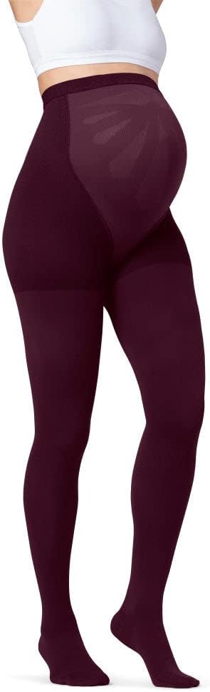 JOBSTMaternity Opaque Compression Waist High Pantyhose Stockings, Closed Toe, 15-20 mmHg Support for Legs during Pregnancy, Cranberry, Small