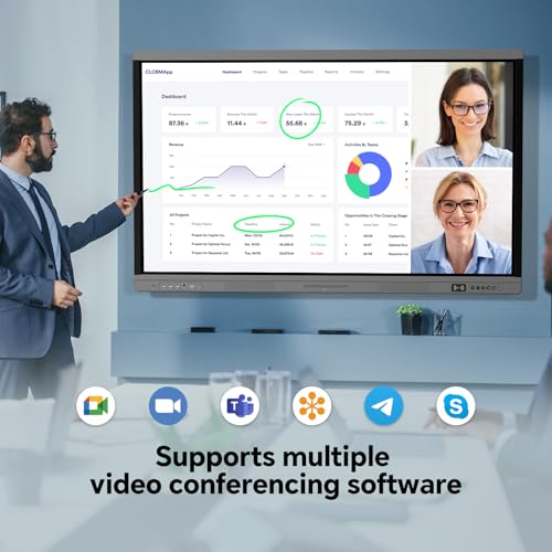 Image of 55 inch Smart Board, 4K Digital Whiteboard for Office, Hybrid Work & Classrooms, Google EDLA-Certified Interactive Whiteboard with Android 14, OTA Updates & Open Apps Ecosystem, 8+128GB Storage