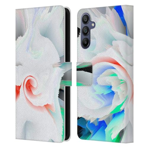 Carcasa de cuero Haroulita para Samsung Galaxy A15 con tapa tipo libro y diseño de flor blanca