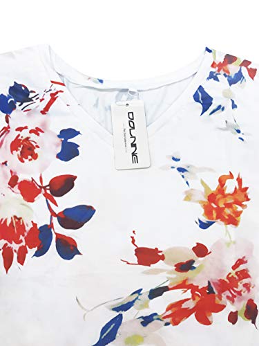 Image of DOLNINE Plus-Size Tops for Women Casual Short Sleeve Color Block T-Shirts