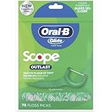 Oral-B Complete Glide Dental Floss Picks Plus Scope Outlast, Long Lasting Mint, 75 Dental Floss Picks, Pack of 6 (Packaging May Vary)
