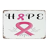 placche in metallo personalizzate con scritta in inglese hope breast cancer awareness, stile retrò, da parete, con nastro rosa, per donne e ragazze, decorazione per la casa, per cancelli, cortili