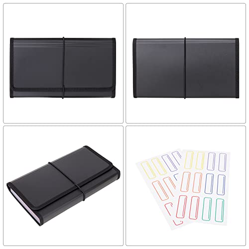 Uquelic 2 Pack Expanding Accordion Receipt Organizer Folder With Flap Design, Elastic Loop Closure, 13 Pockets Document Wallet For Coupons, Bills, Vouchers, Flash Cards Storage, 10*5 Inches #TOP3