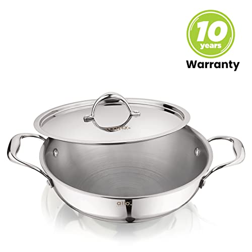 Allo Triply Stainless Steel Kadhai with Handles|Perfect Kadhai for Curry/Stir-Fry/Deep-Fry/DryVeg/Sauté Induction Friendly Naturally Non-Stick with... - Image 7