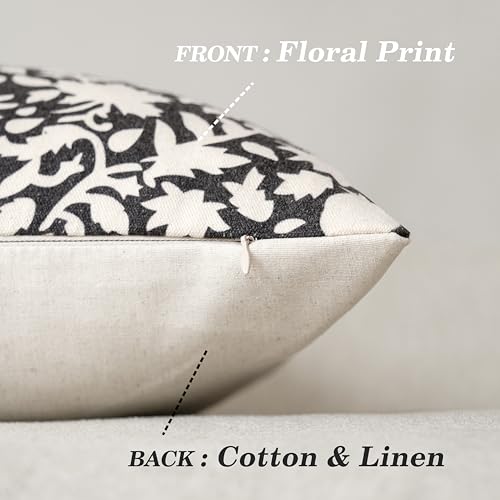 Image of Foindtower Set of 1 Decorative Long Body Lumbar Throw Pillow Covers Accent Farmhouse Cushion Covers Neutral Vintage Pillowcase for Couch Sofa Bedroom Living Room Home Decor14x36 Inch,Black