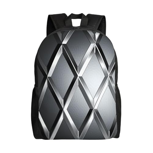 QSMJKLD Silver Geometric Figure Laptop Backpack for Women Men Travel Backpacks Computer Bag Lightweight Casual Daypack 16 Inch