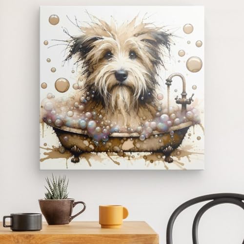 Chien dans le bain #5 œuvre sur toile canvas haut de gamme salon 60x60