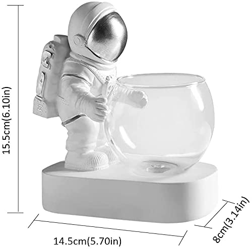 Astronaut Planter, Spaceman Glass Vase，Astronaut Resin Hydroponics Flower Vases，Led Light Nordic Modern Succulent Flower Pot Creative Decor White For Home Office Table #TOP6