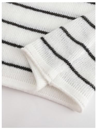 Image of SweatyRocks Women's Striped Crew Neck Pullover Long Sleeve Drop Shoulder Loose Knit Tops