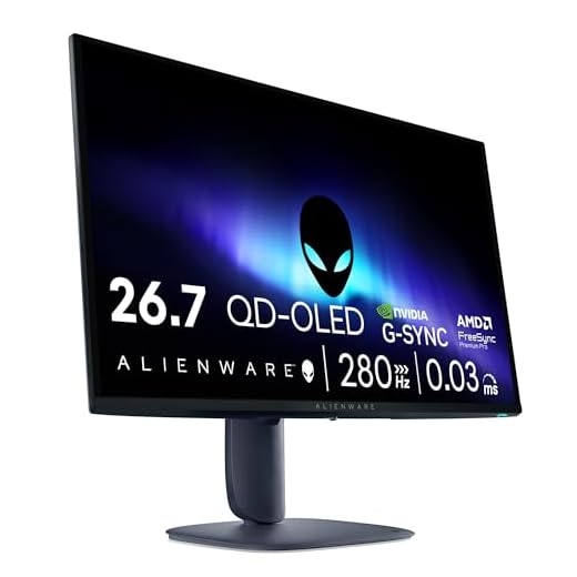 Alienware 27 Gaming Monitor - AW2725D, QHD (2560x1440), 280Hz, QD OLED, 0.03ms, NVIDIA G-SYNC Kompatibel, AMD FreeSync Premium Pro, HDR True Black 400, USB-C, DisplayPort, 2 HDMI, 3 Jahre Garantie
