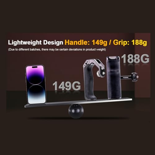 Image of Camera Hand Grip Universal Handle with 3 Cold Shoes, Ergonomic Silicone for NATO Rail & 1 /4 inch Camera Cage (Camera Side Handle)