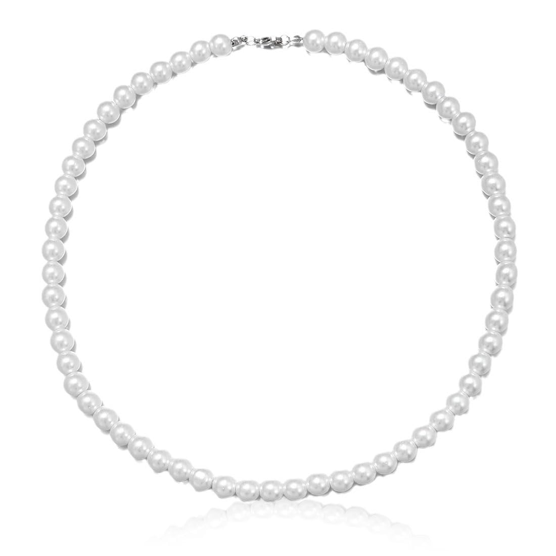 CPSYTE 6 mm collar de perlas para los hombres de imitación collar de perlas collares de hombres 18 pulgadas de longitud collar de perlas hombres joyas collar de perlas collar de gargantilla blanca