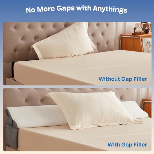 Image of Simpledad Twin Size Wedge Pillow Headboard for Bed Gap Filler, Bed Wedge Pillow for Headboard Gap (0-8 inch) Ergonomic Mattress Wedge Gap Filler for Stop Pillows, Phones & Items Falling Down(39 inchX10 inchX6 inch)