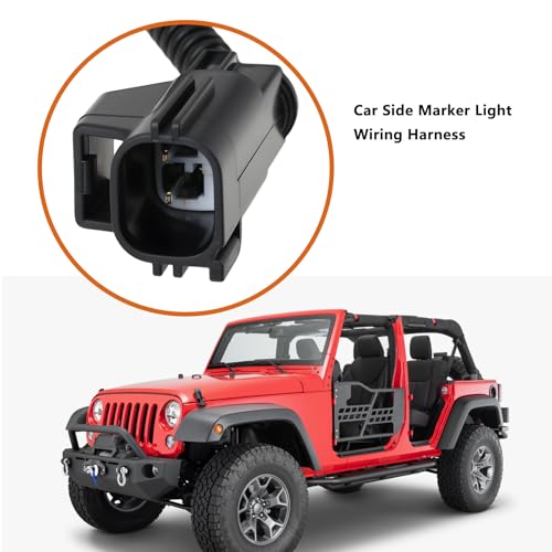EMSea Kabelbaum für Seitenmarkierungsleuchten, 2-polig, links oder rechts, 56055463AB 68274527AA, kompatibel mit Jeep Wrangler 07–18, 2 Stück
