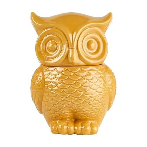 Elements 6.22x5.67x8.7 Inch Tan Ceramic Owl Cookie Jar Durable Design for Everyday Use in Home Kitchen Dining and Entertaining Settings
