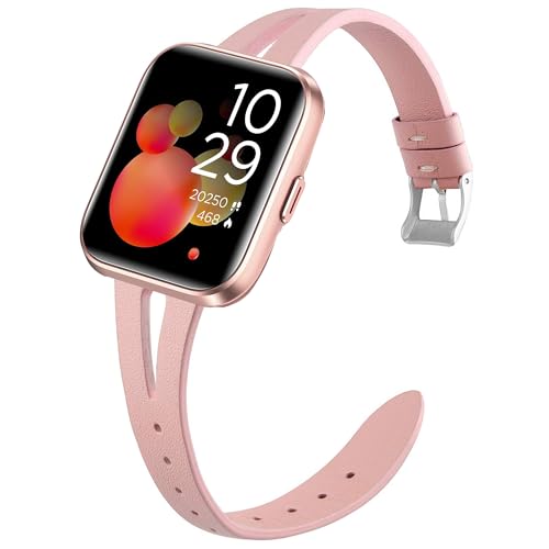 Bracelet ID208 Plus en cuir fin contre les irritations de la sueur en rose