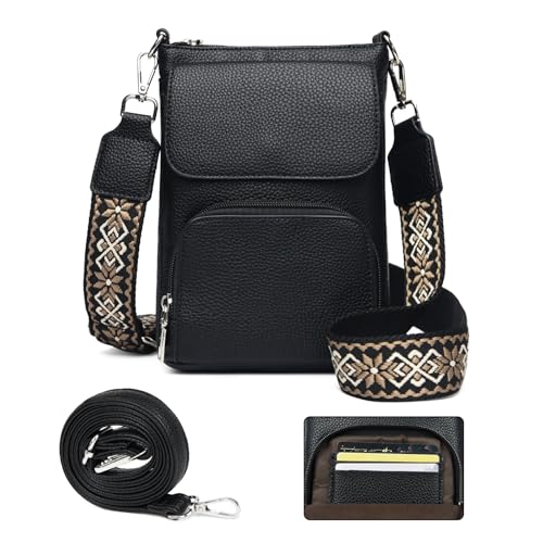 Eslcorri Small Crossbody Bags for Women Leather Cell Phone Purse Multi Pocket Wallet Shoulder Handbag with Card Slots