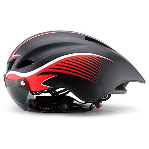 TT Bike Helmet with Goggles,Road Cycling Bicycle Sports Safety Helmet Riding Mens Women Racing In-Mold Time-Trial Triathlon Helmet,B Cover