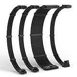 LTC 12VHPWR PSU Cable Extension Kit, 16AWG PCI-E 5.0 Power Supply PC Cable Extension, 1x24 Pin ATX / 2X 8Pin(4+4) EPS / 1x 12+4 Pin GPU, Soft Braided Sleeve Cable Combs, 300mm