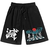 DIOMMELL Anime Shorts with Drawstring Anime Gift Black