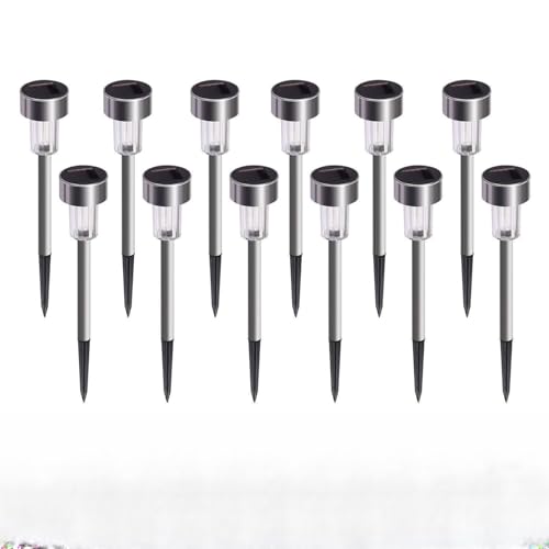 Solar Lights Outdoor, Solar Powered Pathway Landscape Light For Garden /Lawn/Patio/Yard/Walkway/Driveway- Made of Rust-Free Stainless Steel - 12 Pack by Aimiur