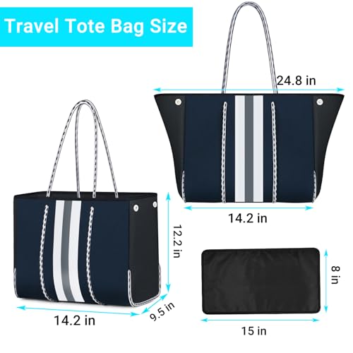 Image of IBFUN Neoprene Tote Bag Large Beach Bag for Women Pool Gym Tote Bag Travel Tote Bag