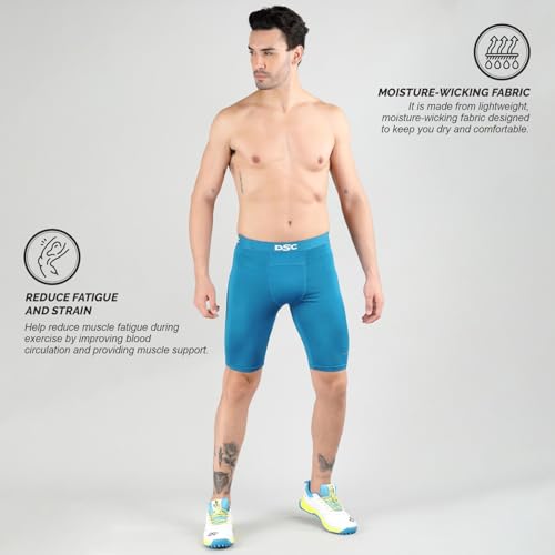 Image of DSC Men's Compression Shorts, Half Tight Athletic Underlayer for Workout, Gym, Sports & Cycling - Breathable Muscle Support