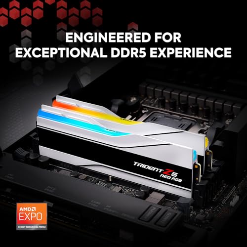 Image of G.SKILL Trident Z5 Neo RGB Series DDR5 RAM (AMD Expo) 64GB (2x32GB) 6000MT /s CL28-36-36-96 1.40V Desktop Computer Memory U-DIMM - Matte White (F5-6000J2836G32GX2-TZ5NRW)