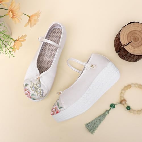 2025 Chinese Style Floral Embroidery Flatform Wedge Shoes For Women Lightweight Comfort Casual Ankle Strap Shoes Elegant Satin Cheongsam Hanfu Shoes2