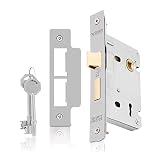 XFORT® 3 Lever Satin Chrome Mortice Sashlock 75mm, Door Lock with Key for Internal and External Doors, Door Latch Mechanism and Key Locking Door Security, CE Approved and Fire Rated Protection.