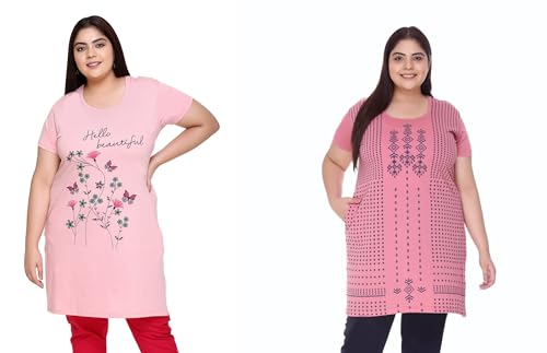 Image of In Love Women's Plus Size Cotton Printed T-Shirt with Pocket - Combo Pack of 2