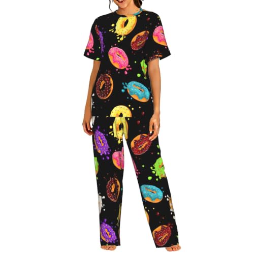 Pyjama court femme anti-chaleur et vêtement de nuit doux donut