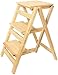 FBBSZSD Składany taboret / drabina z 3 stopniami, drewniany taboret na schody, drabinka schodowa, wysoki taboret narzędzie ogrodowe wysokość 66 cm wytrzymała maks. 150 kg wykonana z drewna