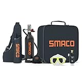 SMACO Tauchen Sauerstofftank Geeignet zum Sporttauchen 1L Mini-Tauchflasche Unterstützen Sie 15-20 Minuten Unterwasseratmung S400 Unterwasseratemgerät Tauchzylinder, Paket C, Schwarz