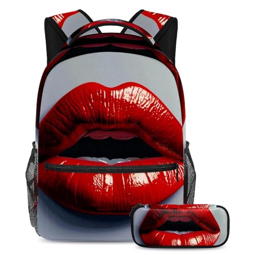 Cartable et sac à dos enfant lèvres rouges pour alléger le rangement scolaire