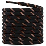 DELELE 2 Pair Thick Round Climbing Shoelaces Black Orange Dots Hiking Shoe Laces Boot Laces 45 inch