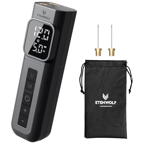 ETENWOLF P200 Electric Ball Pump 2000mAh Sports Air Pump with Digital Pressure Gauge for Basketball Soccer Volleyball (Black) Cover