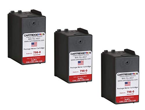 3-Pack replacement compatible SL‑798‑0 Ink Cartridges for SendPro C200, C300 and C400 Postage Meters. Made in the USA.