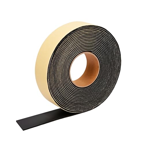 Image of Weather Stripping Door Seal Strip 30 Feet, 2 Inch Wide X 1 /8 Thick Black Foam Seal Tape Strong Adhesive for Doors and Windows Insulation, Soundproofing, Rattle