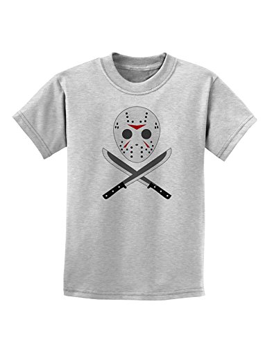 Scary Mask with Machete - Halloween Childrens T-Shirt - Ash Gray - Small