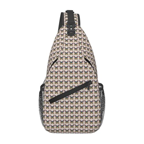 Sac à dos croisé pour homme imprimé papillon arc-en-ciel pour la randonnée et la ville